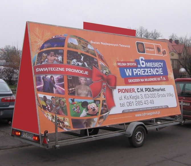 Cyfrowy Polsat na naszych przyczepach reklamowych